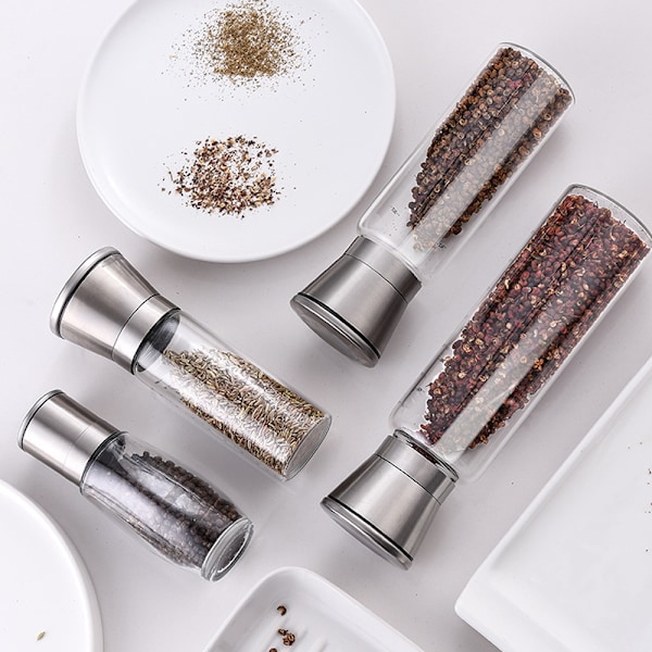 Salt- og pepperkvern påfyllbar rustfritt stål salt og