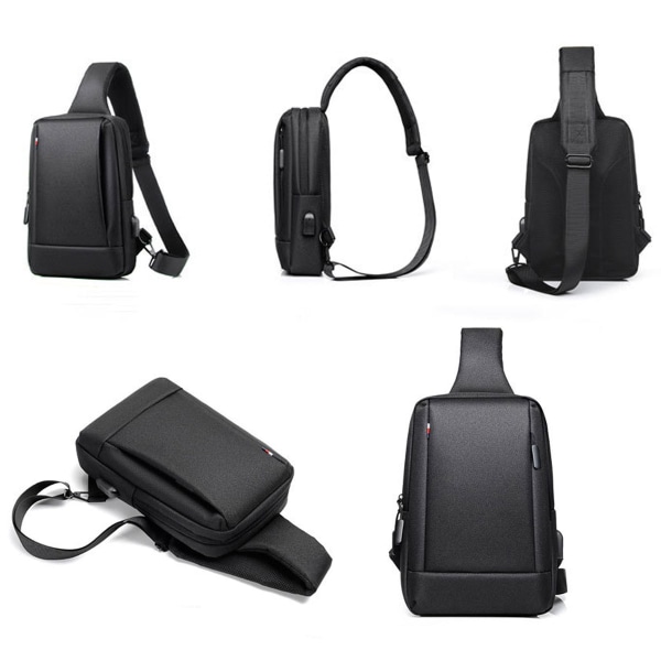 Crossbody Sling Bag for Menn og Kvinner, Casual Skuldersekk, Brystveske for Fotturer Reise, Oxford-stoff, 31,5*21*6cm