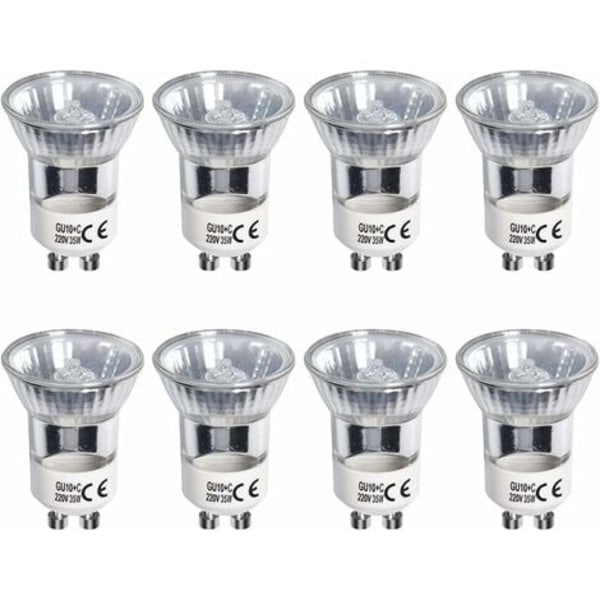 Förpackning med 8 GU10 Halogenlampor Reflektor 35W Varmvitt 2700K