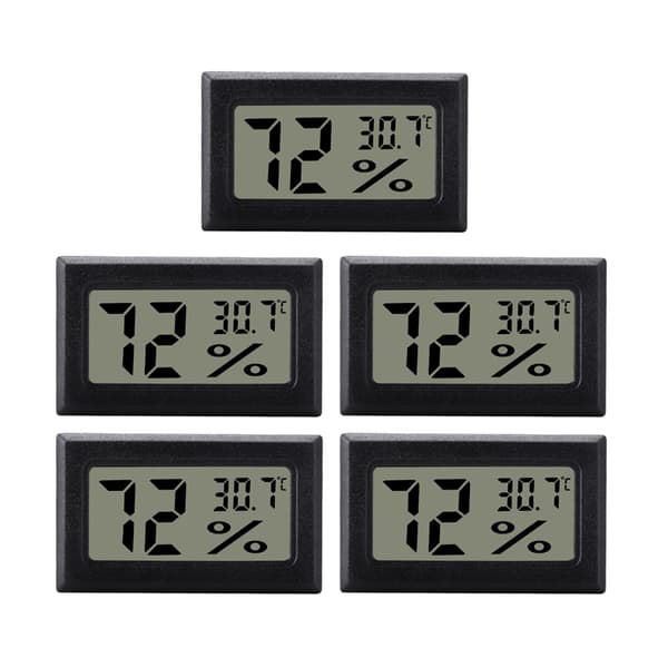 Mini digitalt hygrometer / termometer 5-pakning Svart Black 92