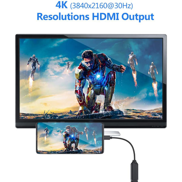 USB C till HDMI-adapter, adapter med video- och ljudutgång