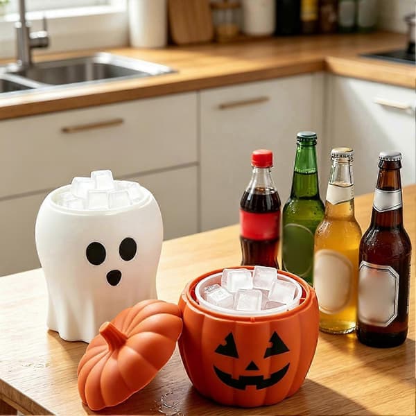 Halloween Græskar Spøgelse Isspand Bærbar Isterningebakke Kølebeholder Form_NY b
