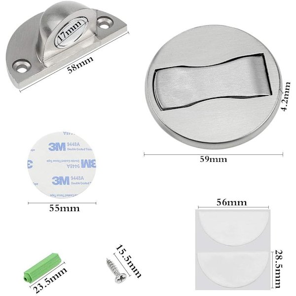 2-pack magnetiska dörrstoppar, kraftigt metallväggsskydd