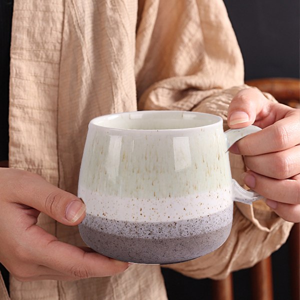 Keramisk stor latte kaffekopp set om 2 för latte, cappuccino, 400ml diskmaskin och mikrovågsugn säker.