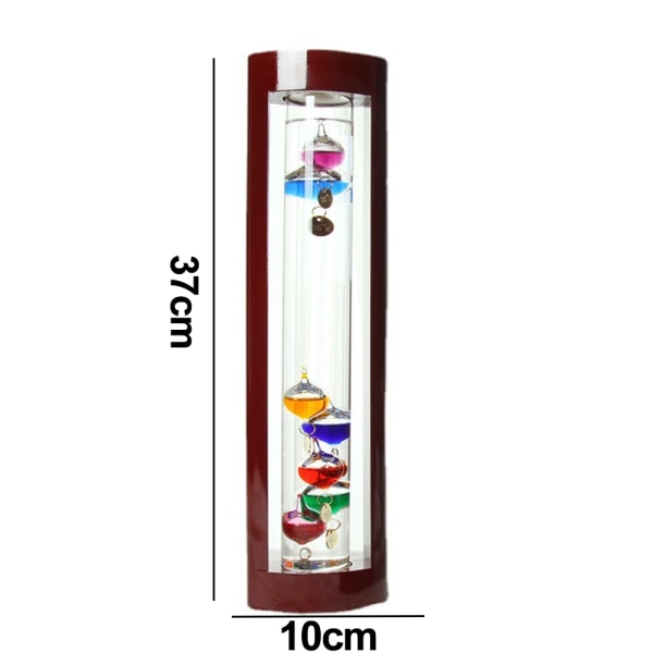 Galileo termometer i glas, et design med flere farver