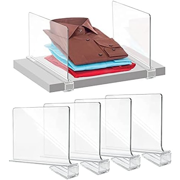 Cabinet Shelf Divider, Transparent Acrylic Partition, No Drilling, for Storage and Organization