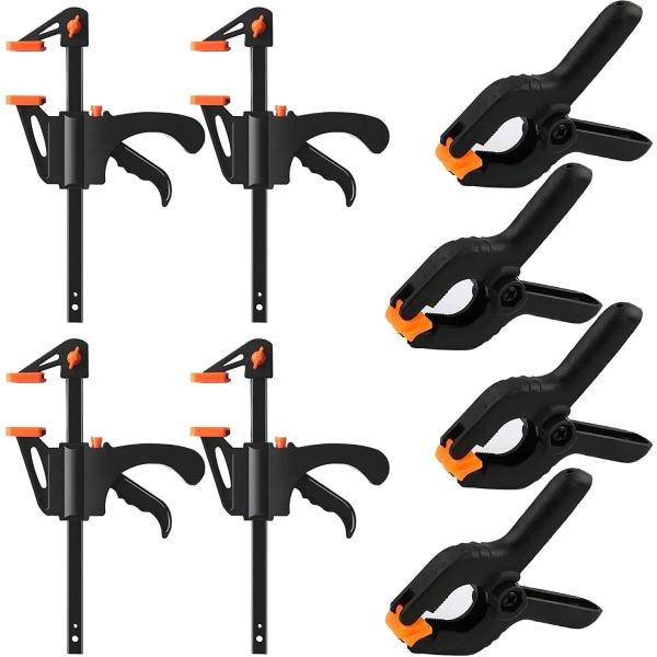 8-pack F-klämmor Clips Set, Enhandsgrepp Snabbspännare