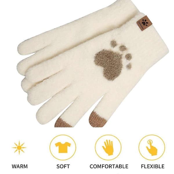 Vinter varme handsker til kvinder, vinterhandsker plys handsker touchscreen strikhandsker