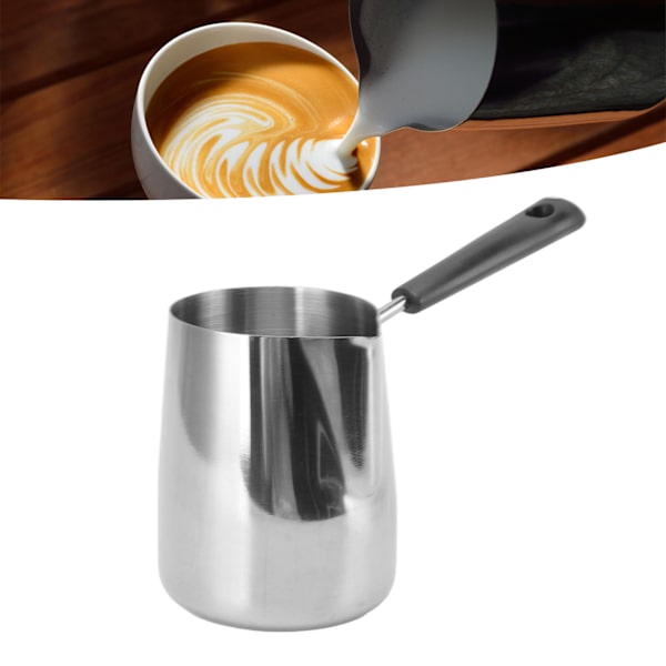 Kaffebehållare Vågskala design 304 rostfritt stål långt handtag värmebeständig mjölkskumkanna 600ml