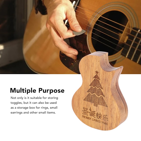Gitarrplektrum Box Portabel Multifunktionell Gitarrformad Träplektrumhållare Fodral L827 Kaskad Julgran