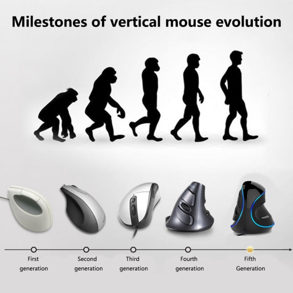 Kablet vertikal mus ergonomisk optisk mus med justerbar