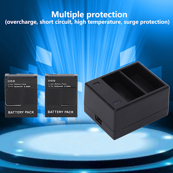Snabb dubbel batteriladdare för kamera med 2 batterier, kompatibel med Hero 2 3