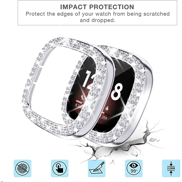 [2Pack] Yhteensopiva Fitbit Versa 3 Fitbit Sense Bling