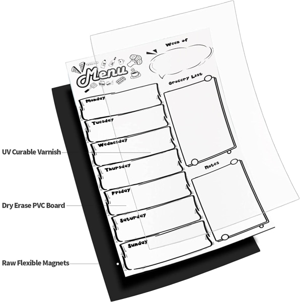EPCQUYIN Magnetisk menytavle 11\" X 16\" Tørrslett kalendersett