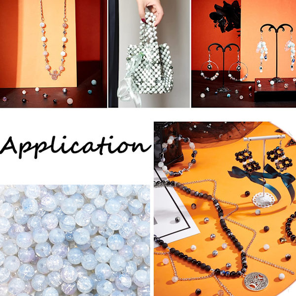 Ett paket med färgade glaspärlor i sprickad jade 8mm i olika