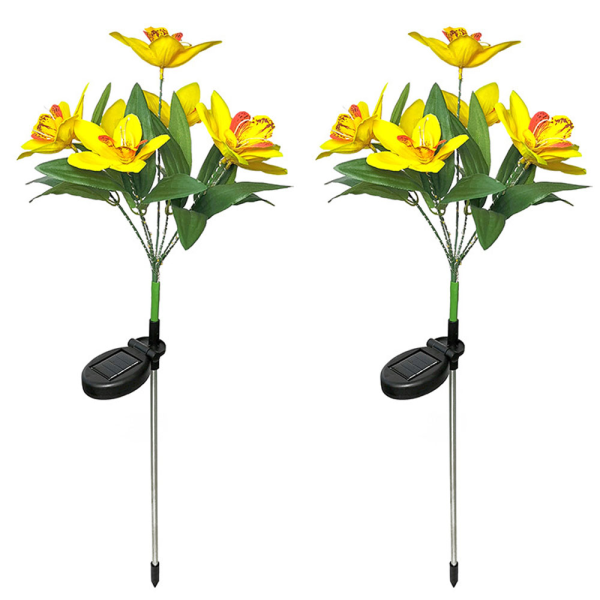 2pcs Solar orchid Flower Lights, Garden Lights for Christmas