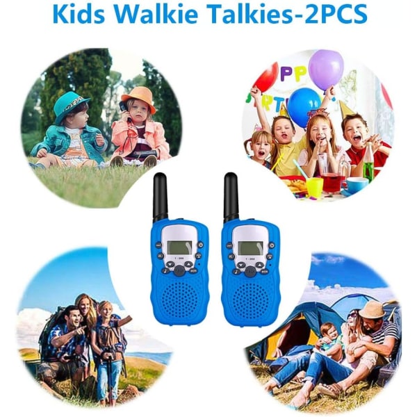 2 x Talkie Walkie for barn, 2-veis radio med 8 kanaler