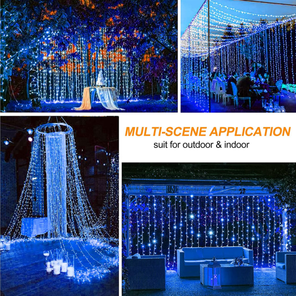 9,8 ft x 6,6 ft String Lights Mesh Lights för julbröllop Pa blue