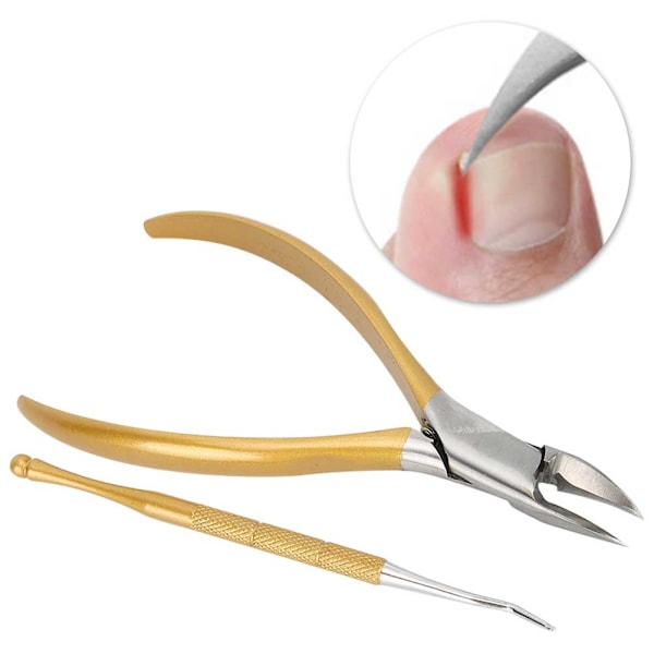Professionell nagelklippare i rostfritt stål, nageltång, nageltrimmer, verktygssats för inåtväxta tånaglar, pedikyr, manikyr, guld