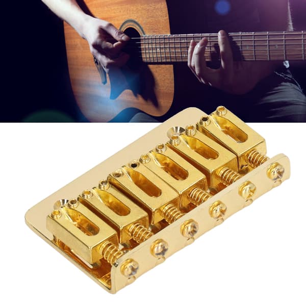 6-strängad Gitarr Fast Sadelbro Hardtail Top Loader Järn Elektrisk Gitarr Sadelbro Ersättning Guld