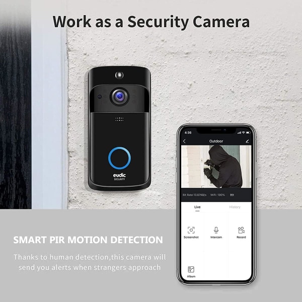 Videodørklokke Kamera Trådløs WiFi [2021 Opgradering] IP5