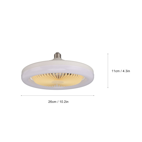 10,2 tommers 30W E27 LED Takvifte med Lys Fjernkontroll 3 Nivåer Vindhastighet 3 Farger Stille Innkapslet Takvifte 85‑265V Gul