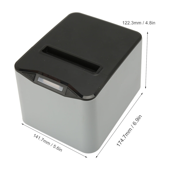 80mm Termisk Kvitteringsskriver POS-skriver Automatisk Kutting USB LAN SERIAL Port Restaurant Kjøkken Skriver for Windows 100‑240V EU Plugg