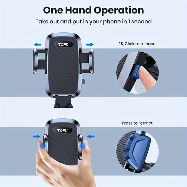 Biltelefonholder til instrumentbræt - Opgraderet version, håndfri, kompatibel med iPhone og Android 【Noir】