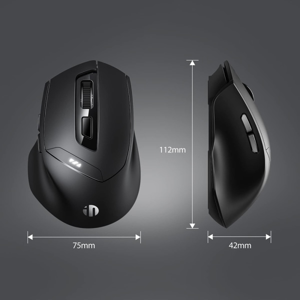 inphic langaton hiiri, Bluetooth hiiri, hiljainen ladattava (Tri-Mode: BT 5.0/4.0+2.4G), ergonominen langaton hiiri Bluetooth, langaton hiiri 6 painiketta