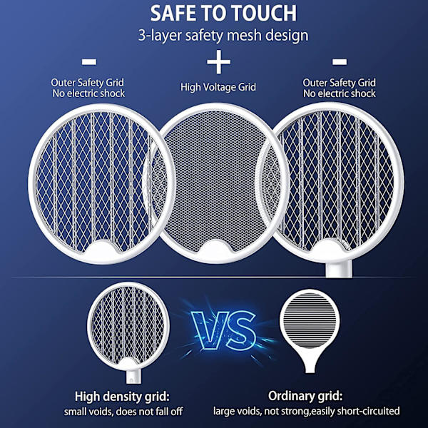 Flashvin Bug Zapper Racket, Elektrisk flugsmällare med krok och