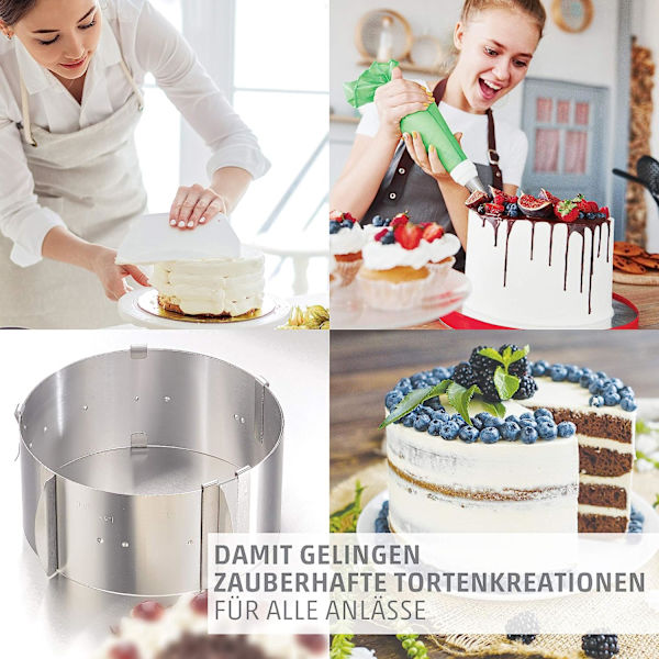 4smile Tortenring verstellbar – Ruostumaton teräs, 8,5 cm korkea –
