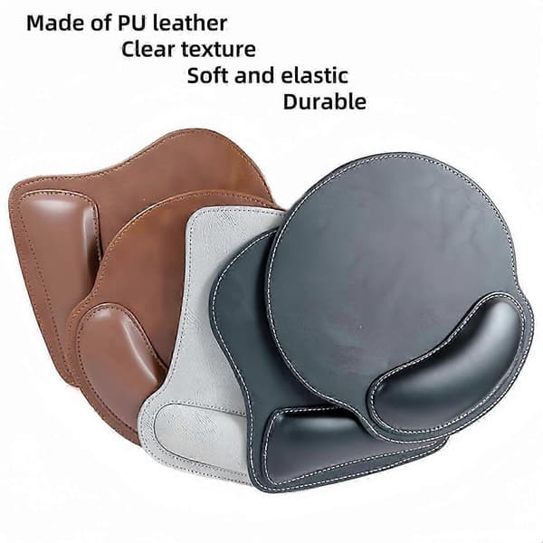 Slitesterk ergonomisk musematte i skinn med anti-skli base Black