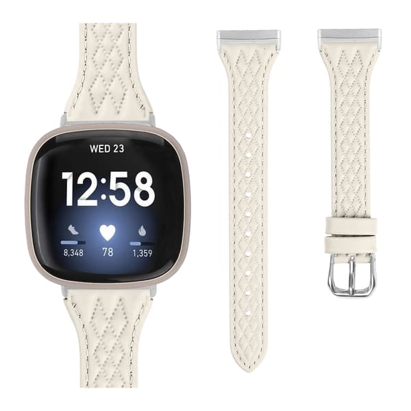 Ægte læderurrem til Fitbit Versa 4 Abrikos Apricot 16