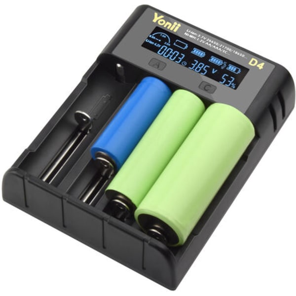 18650 Batteriladdare 4 Slot Automatisk med LCD-display