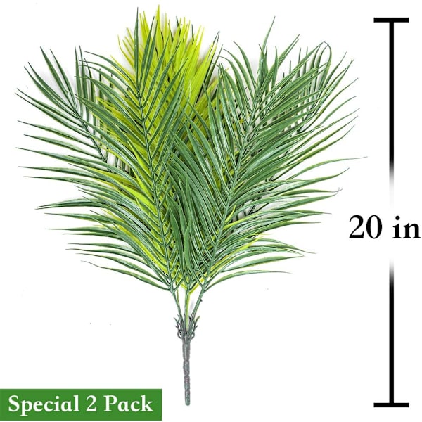 2 Pakke Kunstige Treblader Tropiske Planter Kunstige Falske Frond Pl