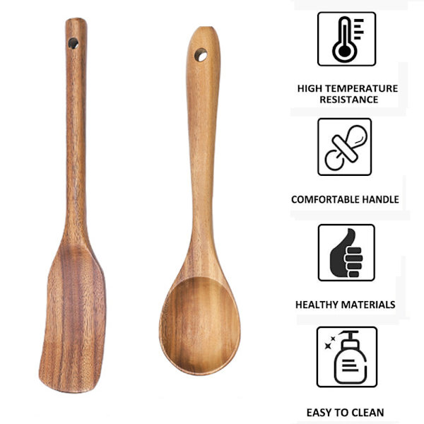 Træ køkkenredskaber sæt - 2 stk. non-stick bambus træ