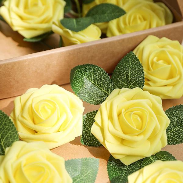 Konstgjord blomma röd ros 25st/50st äkta falska rosor Yellow 25pcs