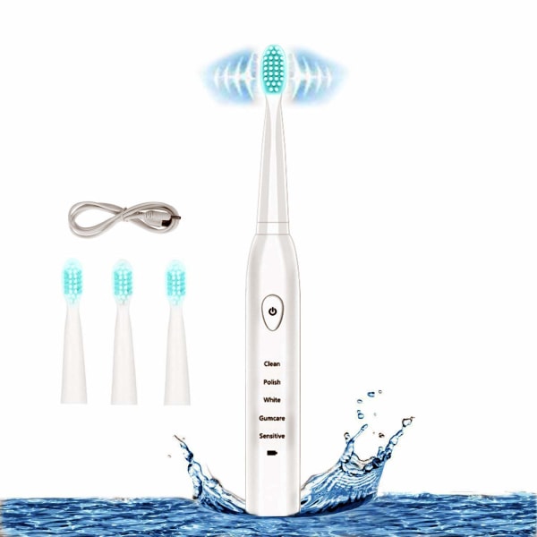 RED-NI Sonic elektrisk tandbørste, 4 gratis udskiftningshoveder