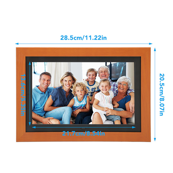 10,1 tums digital fotoram i trä 1280x800 HD IPS-skärm Video Elektronisk bildram för hemmet 100–240 V EU-kontakt