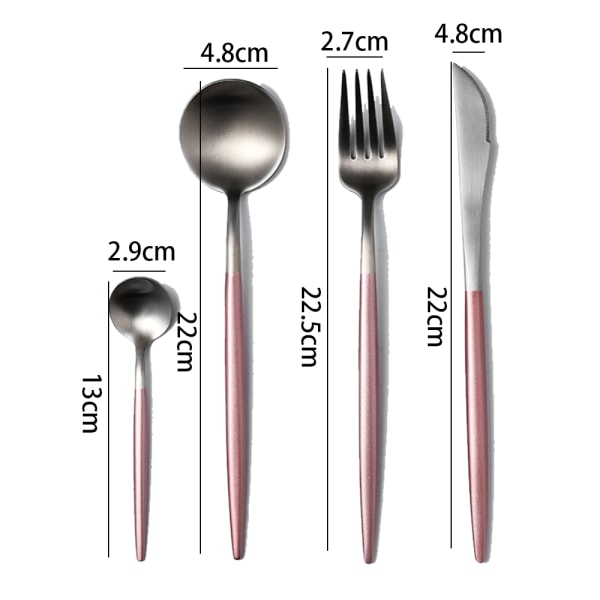 Guld Silverware Set Matt Bestick Set 304 Rostfritt Stål Flat