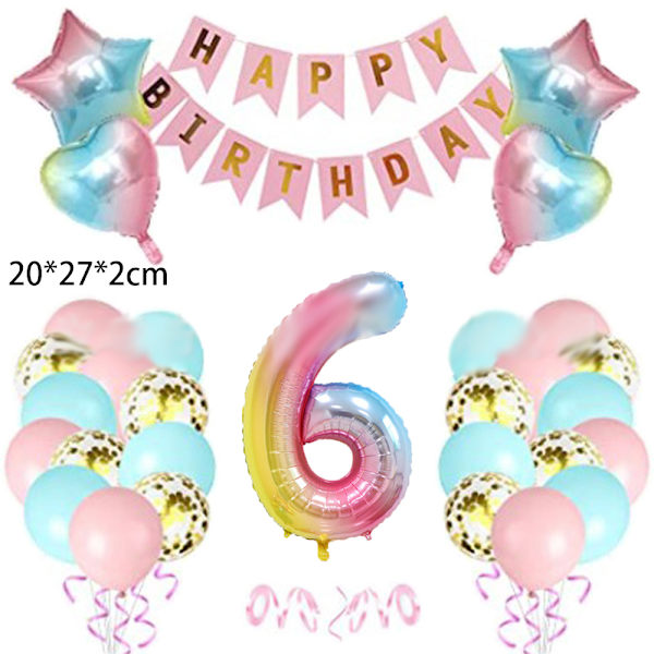 Gradient fargebuet bursdag ballonger dekorasjoner rosa og blå B