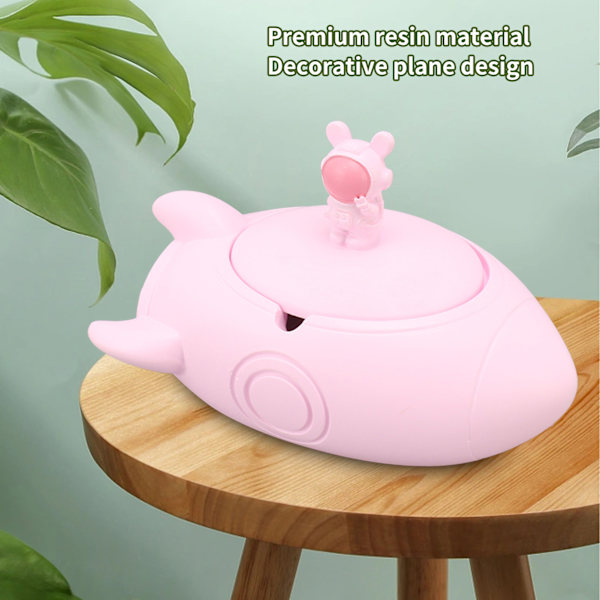 Pink Flyvemaskine Askebæger 2 Slots Resin Dekorativ Askebakke Hjem Dekoration Ornament med låg til Kontor
