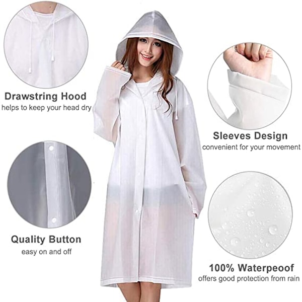 EVA Regnrock Vattentät Regnponcho Återanvändbar Unisex Män Kvinnor