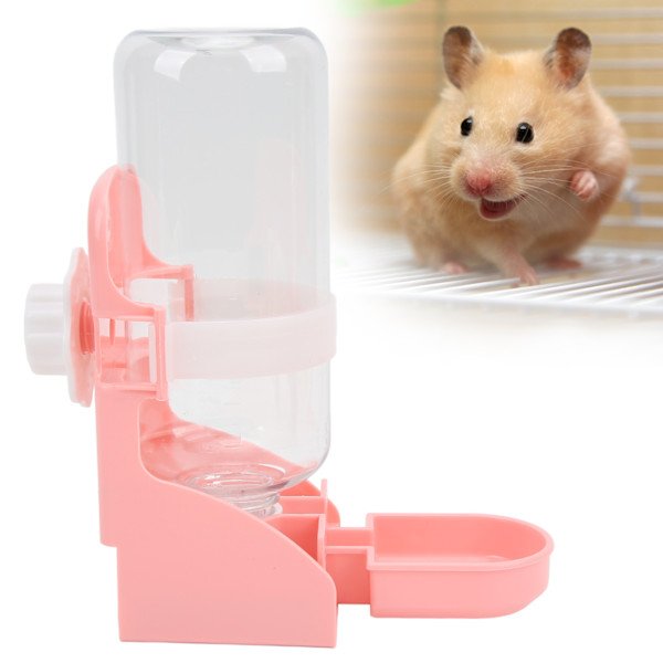 Liten hengevannsdispenser for kjæledyr 500 ml / 17 oz Automatisk vannflaske for kanin, chinchilla, marsvin, pinnsvin, ilder, rosa