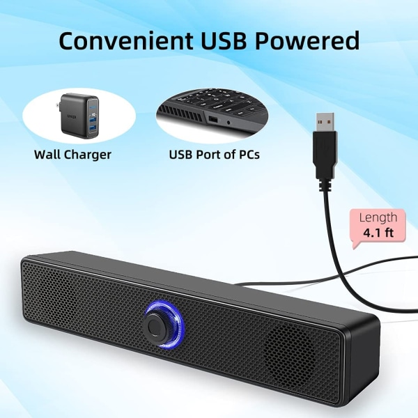 Tietokonesokaiuttimet, USB-käyttöiset työpöydän kaiuttimet 2.0-stereokaiuttimilla, 3,5 m:n AUX-tulo PC-kaiuttimet