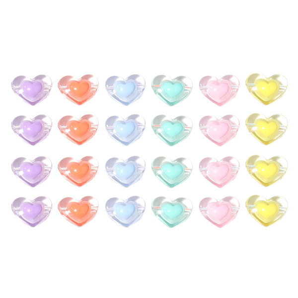 3 pakkausta akryyli irtohelmiä, Love Heart, taikaväri,