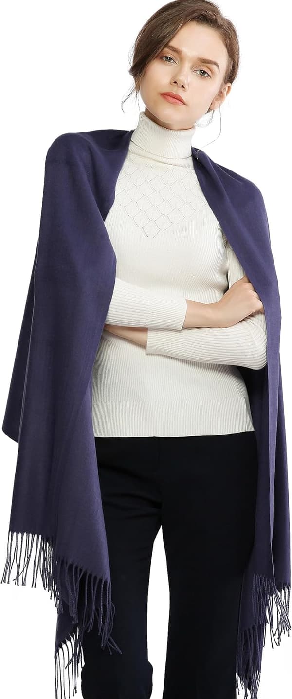 Dame Skjerf Pashmina Sjal og Wraps for Bryllup Skjerf for Kvinner Vinter[TT] Navy