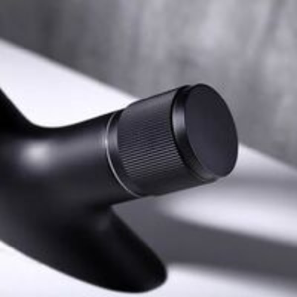 Foss Kran med Én Hull til Vask, Messing Kran til Baderomsvask, Luksuriøs Designer Kran til Badekar (Svart, 18-13 cm)