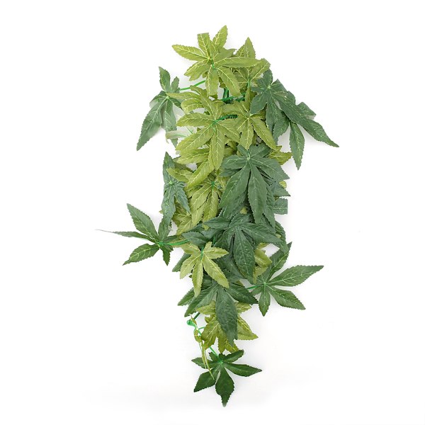 Grön konstgjord växt falska löv akvarium fisk tank reptil terrarium prydnader dekor 40cm