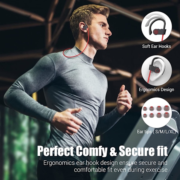 Bluetooth-kuulokkeet, IPX7 vedenpitävät langattomat urheilukuulokkeet juoksuun